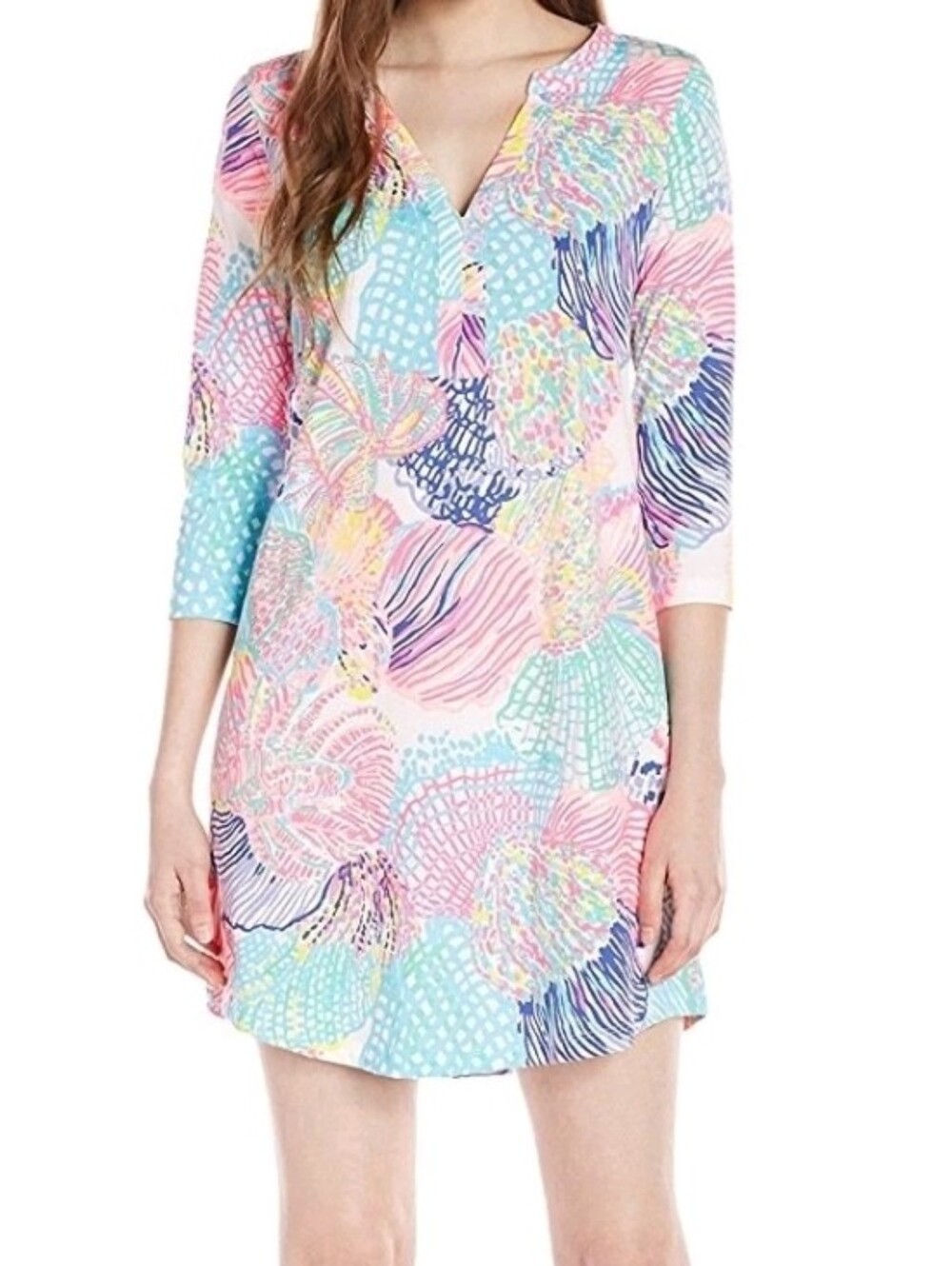 Lilly Pulitzer Ali Dress in the "Roar of the Seas print colorful seashell  Sz L